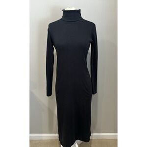 Peruvian Connection Womens Dress XS Black Turtleneck Maxi Goth Witchy